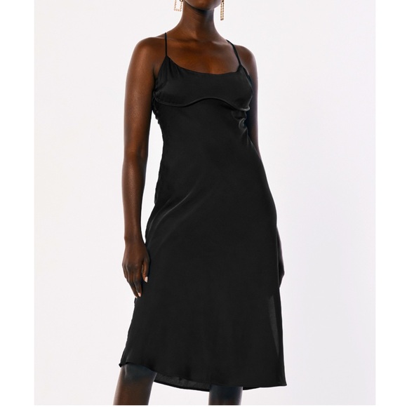Hollister Under-bust Seam Satin Midi Slip Dress - Picture 1 of 5